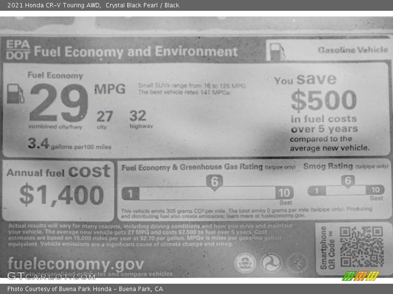 Crystal Black Pearl / Black 2021 Honda CR-V Touring AWD