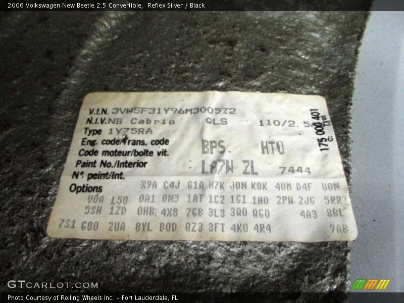 Reflex Silver / Black 2006 Volkswagen New Beetle 2.5 Convertible