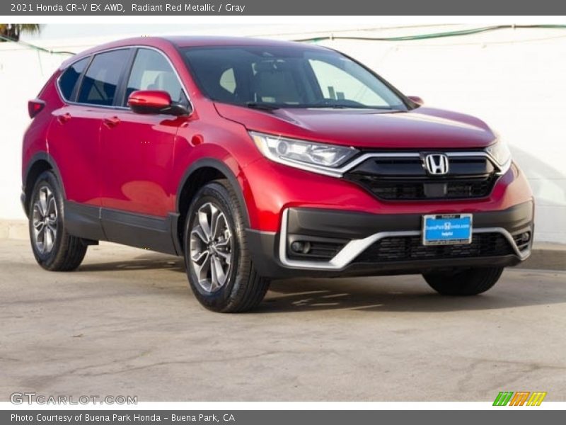 Radiant Red Metallic / Gray 2021 Honda CR-V EX AWD