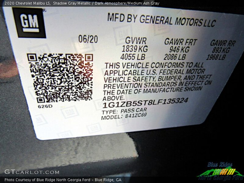 Shadow Gray Metallic / Dark Atmosphere/Medium Ash Gray 2020 Chevrolet Malibu LS