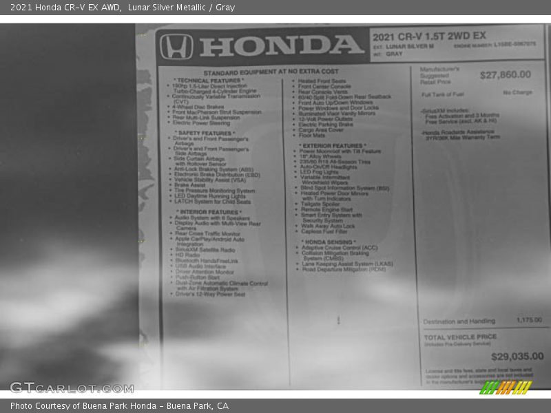 Lunar Silver Metallic / Gray 2021 Honda CR-V EX AWD