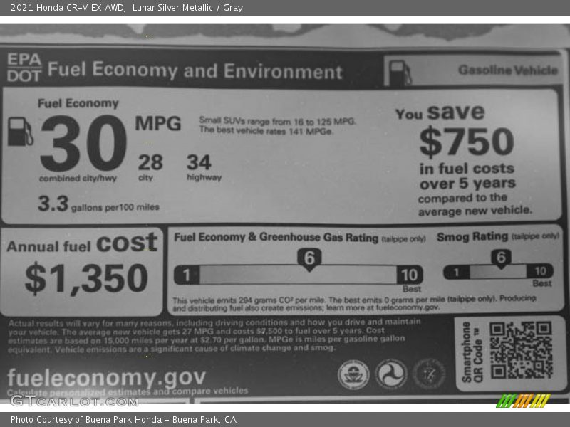 Lunar Silver Metallic / Gray 2021 Honda CR-V EX AWD