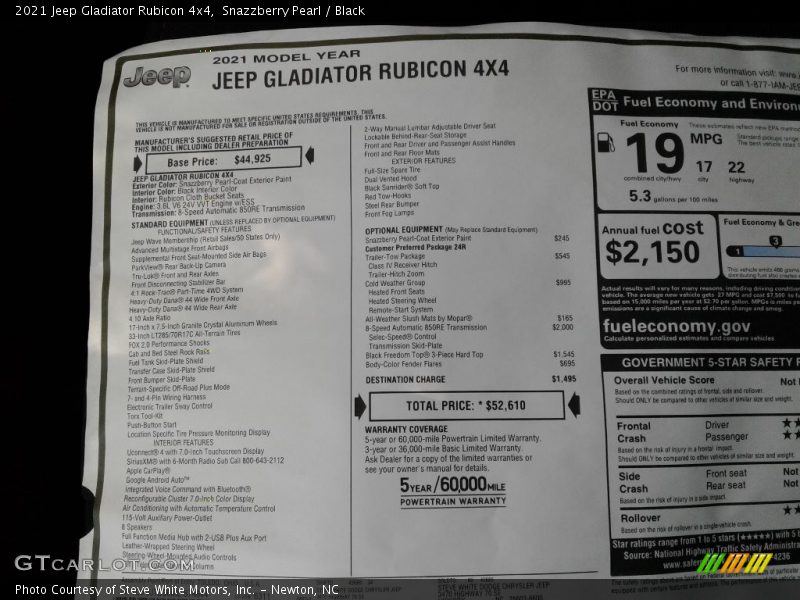 Snazzberry Pearl / Black 2021 Jeep Gladiator Rubicon 4x4