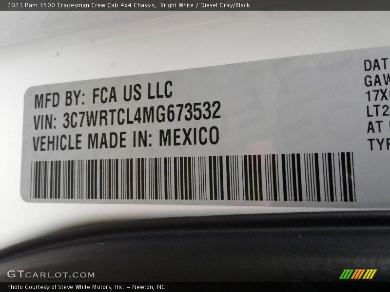 Bright White / Diesel Gray/Black 2021 Ram 3500 Tradesman Crew Cab 4x4 Chassis