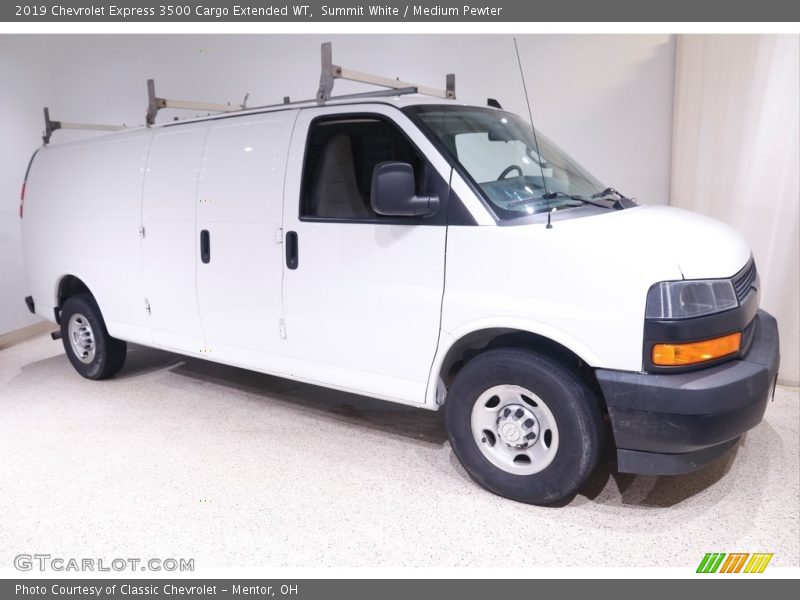 Summit White / Medium Pewter 2019 Chevrolet Express 3500 Cargo Extended WT