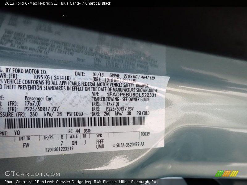 Blue Candy / Charcoal Black 2013 Ford C-Max Hybrid SEL