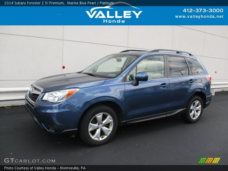 Marine Blue Pearl / Platinum 2014 Subaru Forester 2.5i Premium