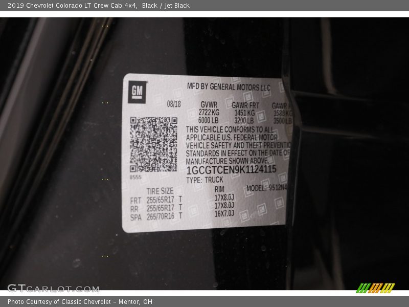 Black / Jet Black 2019 Chevrolet Colorado LT Crew Cab 4x4