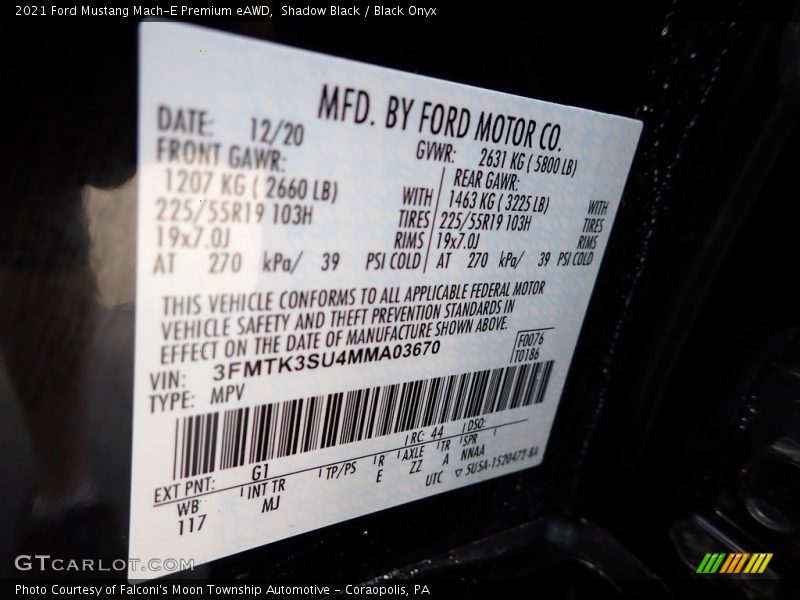 2021 Mustang Mach-E Premium eAWD Shadow Black Color Code G1