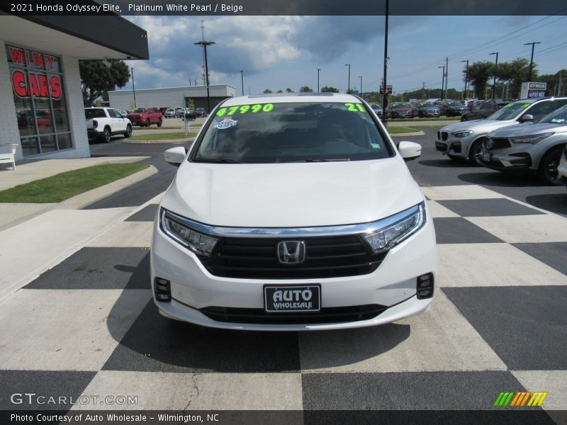 Platinum White Pearl / Beige 2021 Honda Odyssey Elite