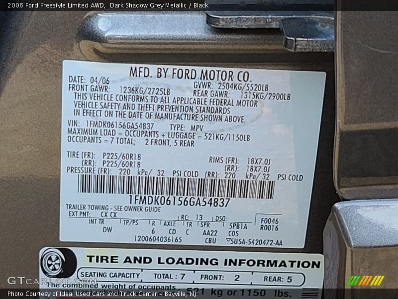 Dark Shadow Grey Metallic / Black 2006 Ford Freestyle Limited AWD