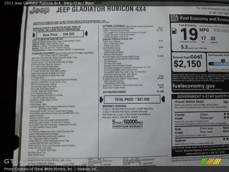 Sting-Gray / Black 2021 Jeep Gladiator Rubicon 4x4