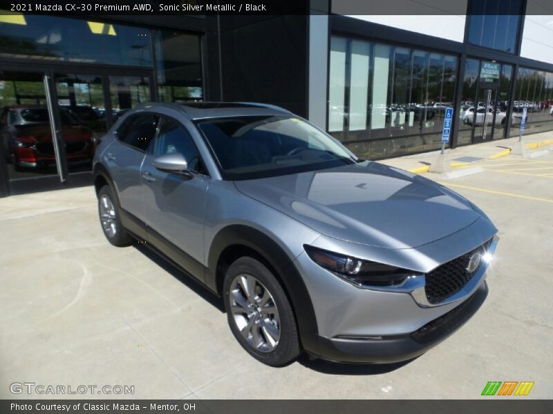 Sonic Silver Metallic / Black 2021 Mazda CX-30 Premium AWD