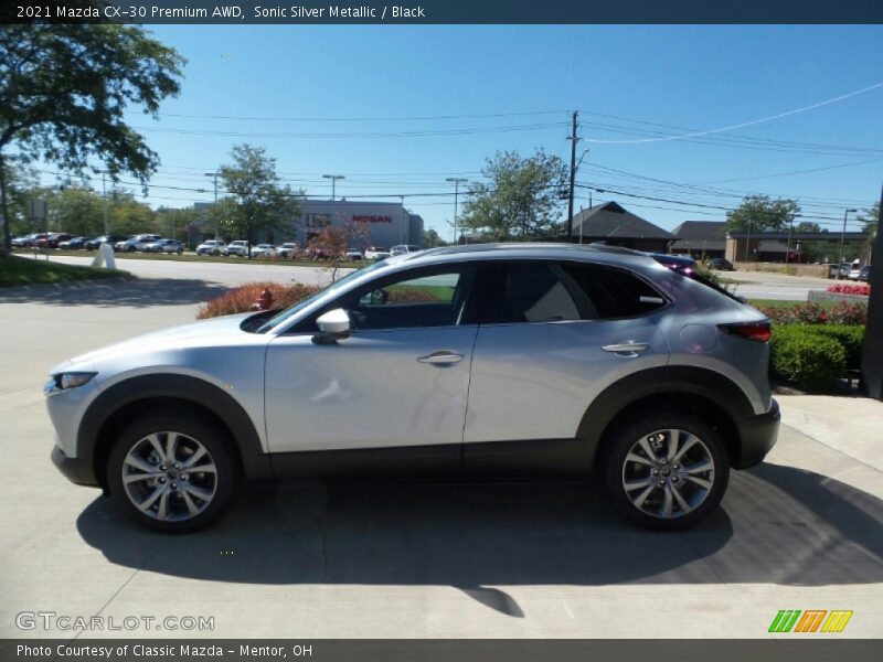 Sonic Silver Metallic / Black 2021 Mazda CX-30 Premium AWD