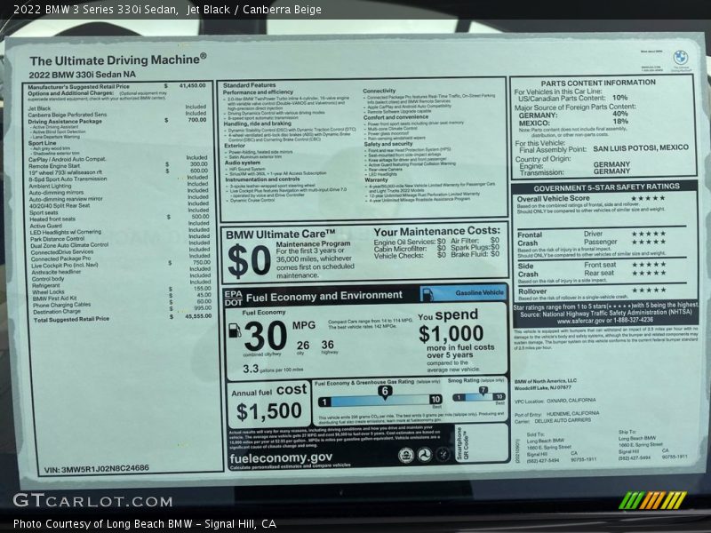 Jet Black / Canberra Beige 2022 BMW 3 Series 330i Sedan