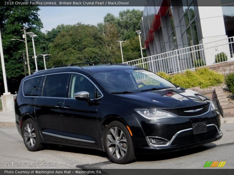Brilliant Black Crystal Pearl / Black/Diesel 2018 Chrysler Pacifica Limited