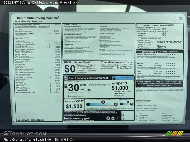 Alpine White / Black 2022 BMW 3 Series 330i Sedan