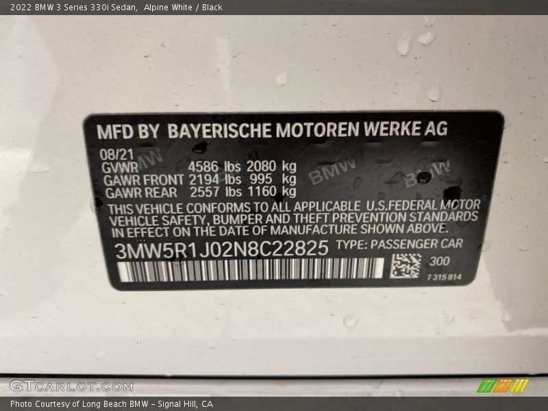 Alpine White / Black 2022 BMW 3 Series 330i Sedan
