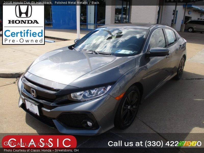 Polished Metal Metallic / Black 2018 Honda Civic EX Hatchback