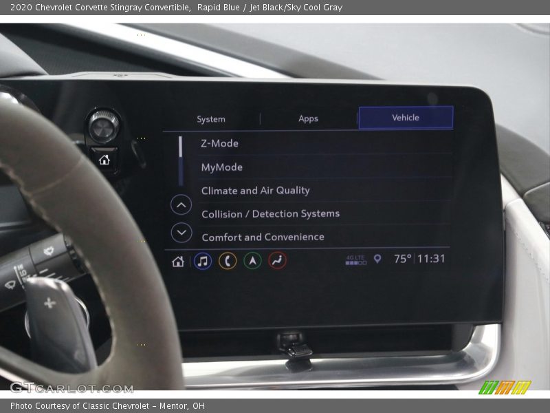 Controls of 2020 Corvette Stingray Convertible
