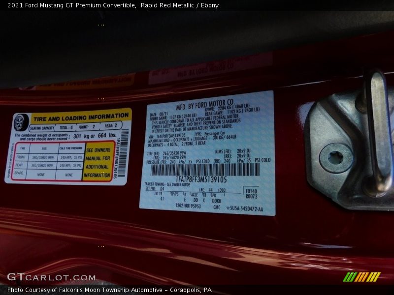 2021 Mustang GT Premium Convertible Rapid Red Metallic Color Code D4