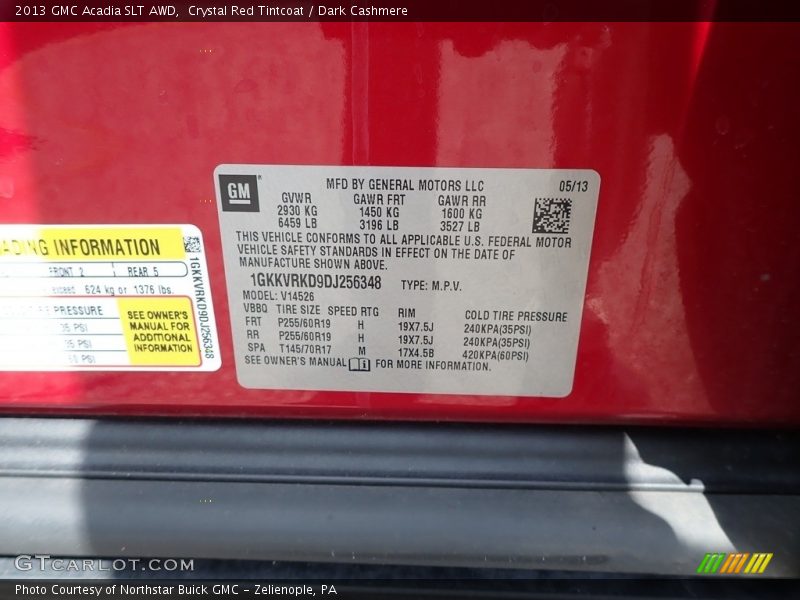 Crystal Red Tintcoat / Dark Cashmere 2013 GMC Acadia SLT AWD