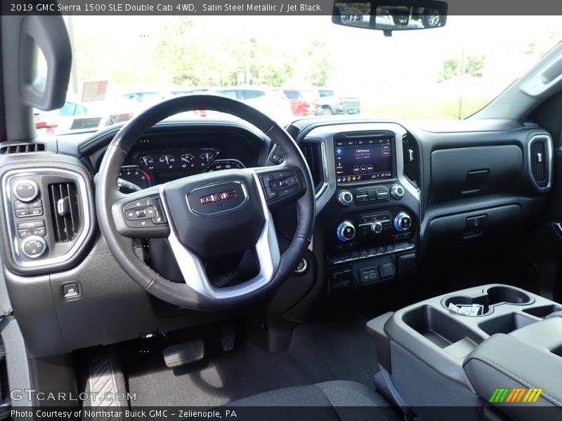 Satin Steel Metallic / Jet Black 2019 GMC Sierra 1500 SLE Double Cab 4WD