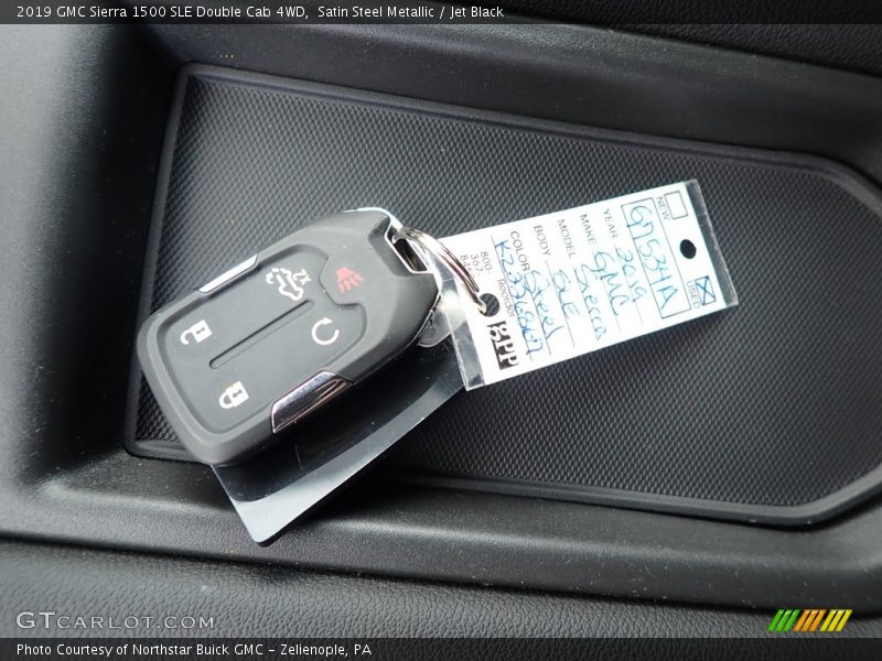 Satin Steel Metallic / Jet Black 2019 GMC Sierra 1500 SLE Double Cab 4WD