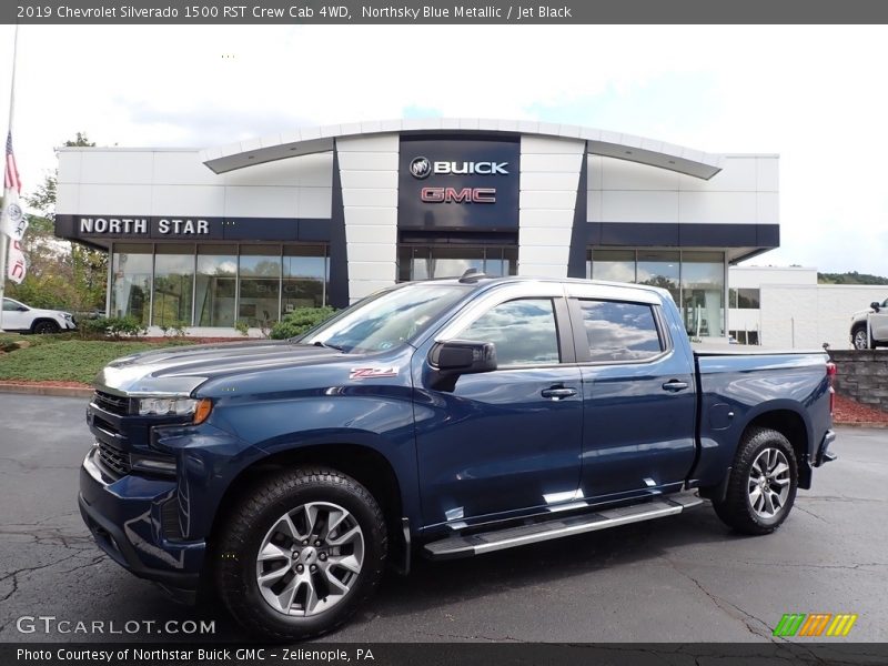 Northsky Blue Metallic / Jet Black 2019 Chevrolet Silverado 1500 RST Crew Cab 4WD