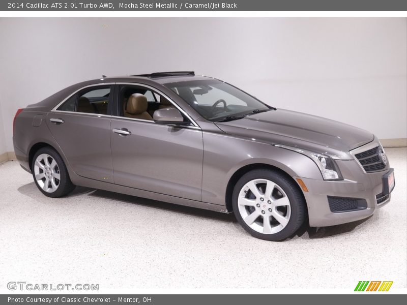 Mocha Steel Metallic / Caramel/Jet Black 2014 Cadillac ATS 2.0L Turbo AWD
