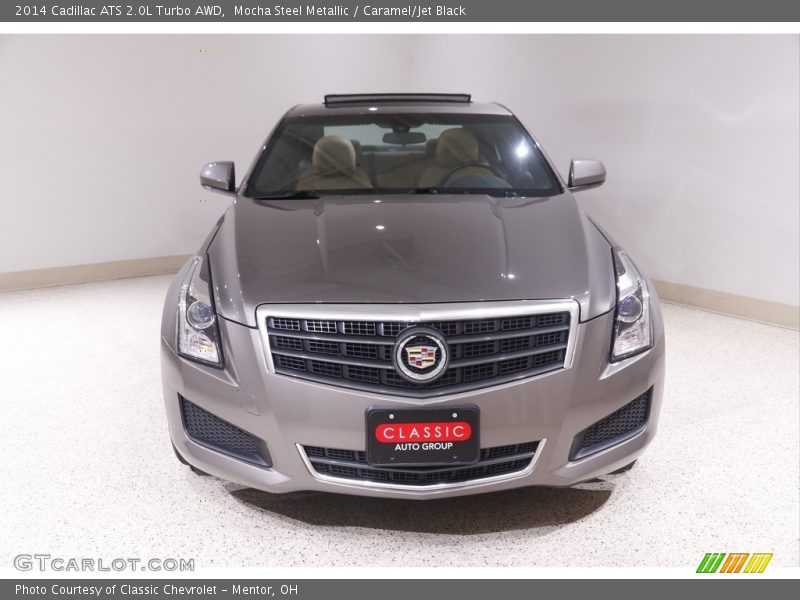 Mocha Steel Metallic / Caramel/Jet Black 2014 Cadillac ATS 2.0L Turbo AWD