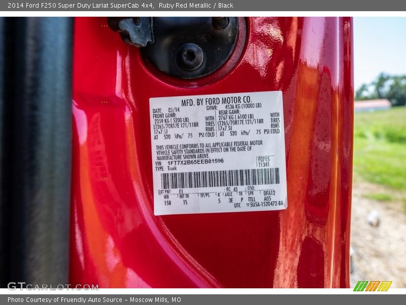 Ruby Red Metallic / Black 2014 Ford F250 Super Duty Lariat SuperCab 4x4