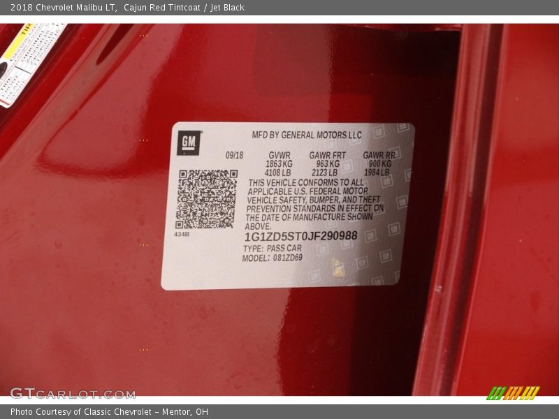 Cajun Red Tintcoat / Jet Black 2018 Chevrolet Malibu LT