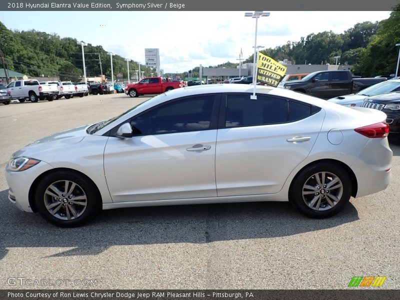 Symphony Silver / Beige 2018 Hyundai Elantra Value Edition