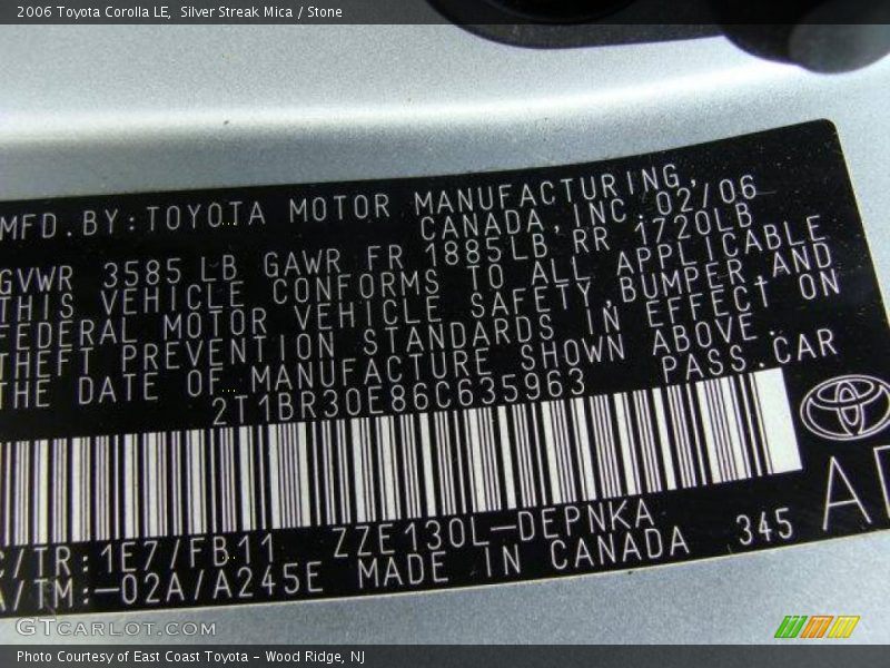 Silver Streak Mica / Stone 2006 Toyota Corolla LE