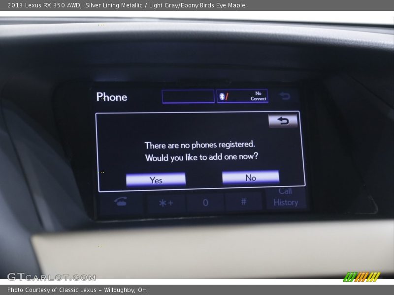 Silver Lining Metallic / Light Gray/Ebony Birds Eye Maple 2013 Lexus RX 350 AWD