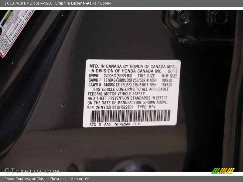 Graphite Luster Metallic / Ebony 2013 Acura MDX SH-AWD
