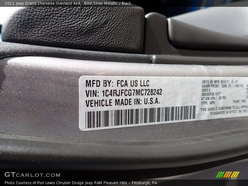 Billet Silver Metallic / Black 2021 Jeep Grand Cherokee Overland 4x4