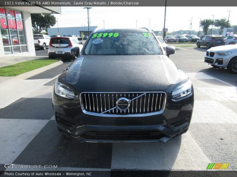 Savile Gray Metallic / Blonde/Charcoal 2021 Volvo XC90 T6 AWD Momentum