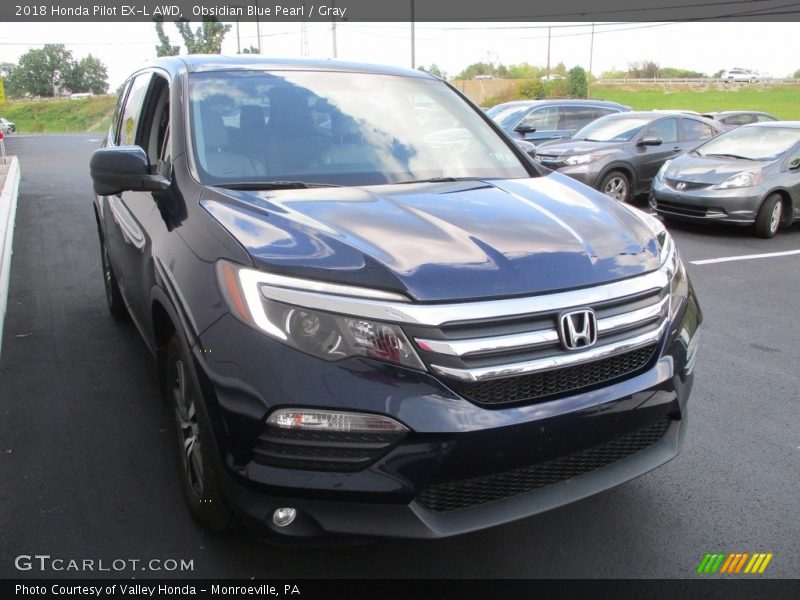 Obsidian Blue Pearl / Gray 2018 Honda Pilot EX-L AWD