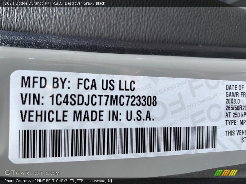 Destroyer Gray / Black 2021 Dodge Durango R/T AWD