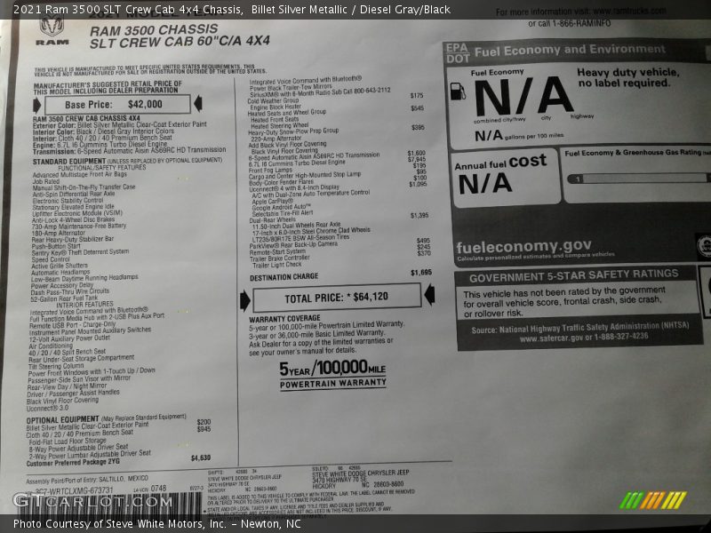 Billet Silver Metallic / Diesel Gray/Black 2021 Ram 3500 SLT Crew Cab 4x4 Chassis