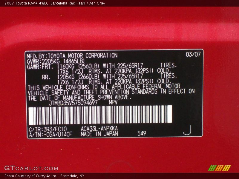 Barcelona Red Pearl / Ash Gray 2007 Toyota RAV4 4WD