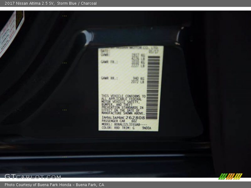 Storm Blue / Charcoal 2017 Nissan Altima 2.5 SV