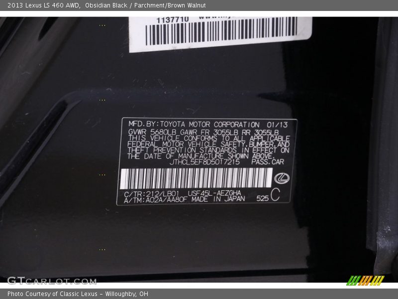 Obsidian Black / Parchment/Brown Walnut 2013 Lexus LS 460 AWD