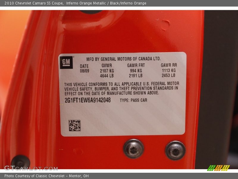 Inferno Orange Metallic / Black/Inferno Orange 2010 Chevrolet Camaro SS Coupe
