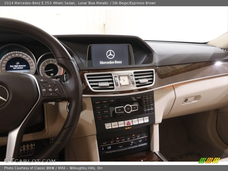 Lunar Blue Metallic / Silk Beige/Espresso Brown 2014 Mercedes-Benz E 350 4Matic Sedan