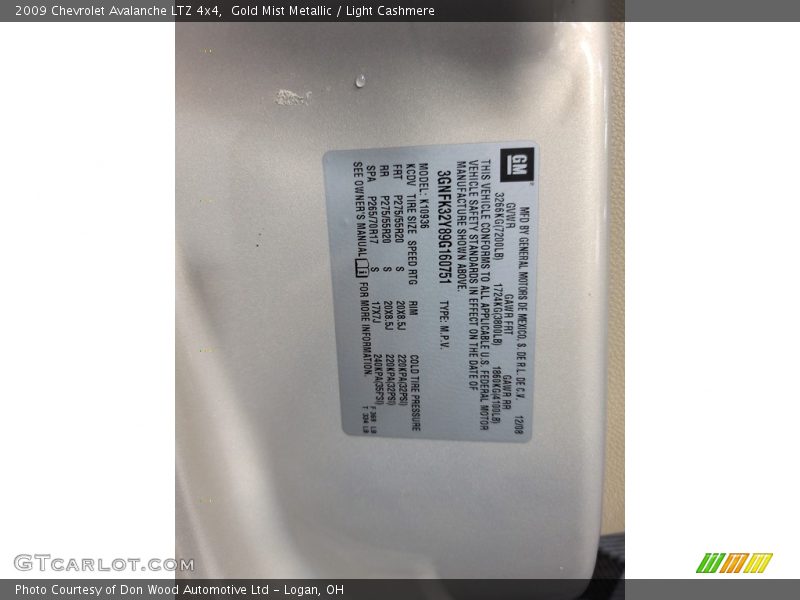 Gold Mist Metallic / Light Cashmere 2009 Chevrolet Avalanche LTZ 4x4