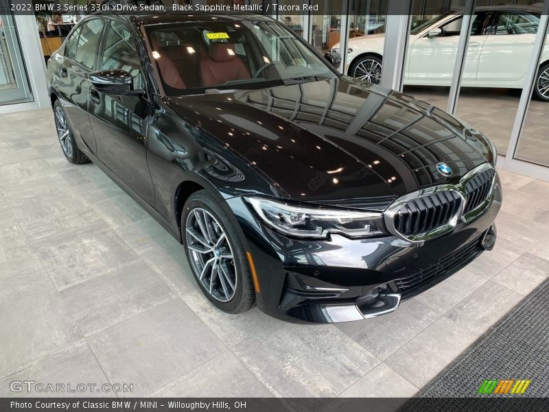 Black Sapphire Metallic / Tacora Red 2022 BMW 3 Series 330i xDrive Sedan