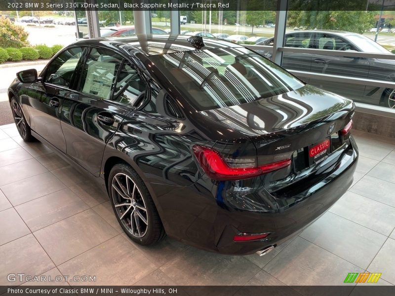 Black Sapphire Metallic / Tacora Red 2022 BMW 3 Series 330i xDrive Sedan